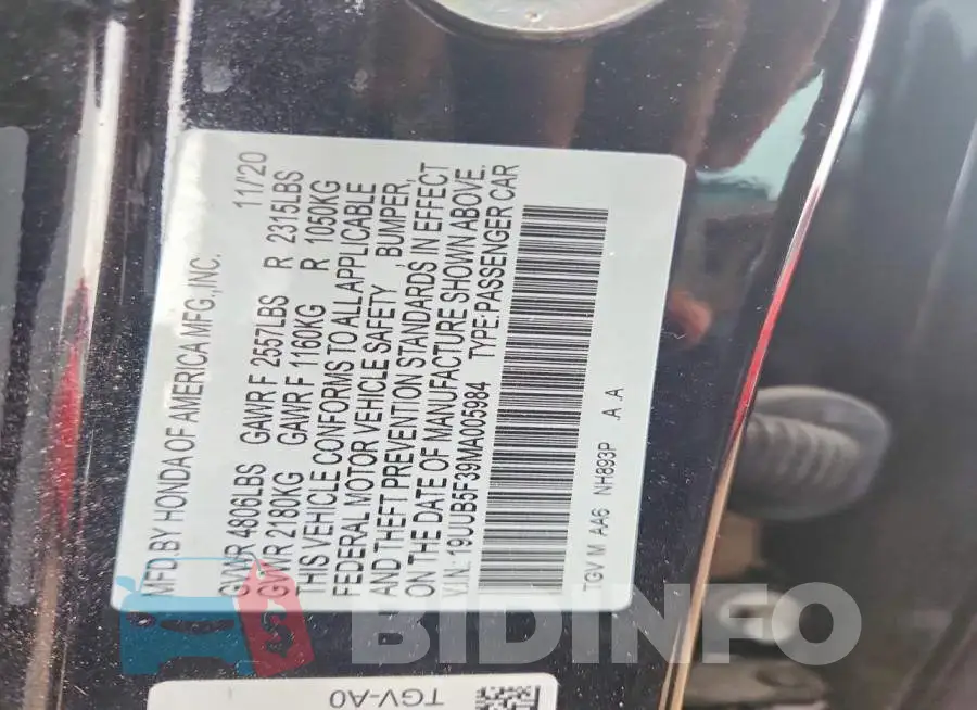 19UUB5F39MA005984 Photo# 12