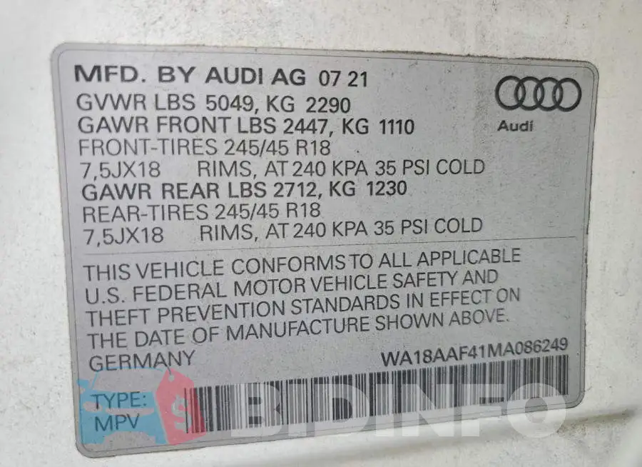 WA18AAF41MA086249 Photo# 12