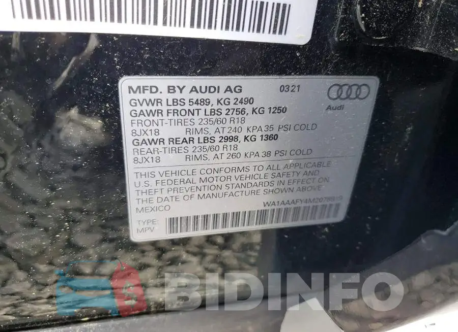 WA1AAAFY4M2078919 Photo# 13