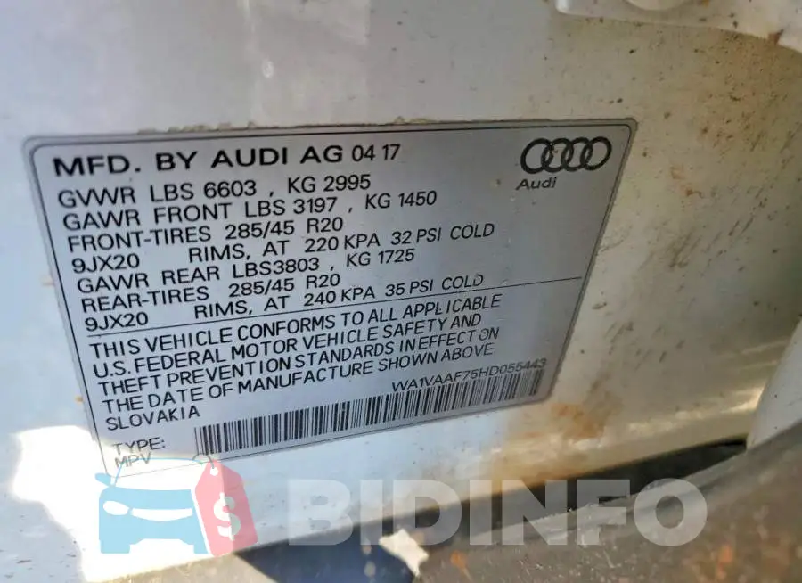 WA1VAAF75HD055443 Photo# 13