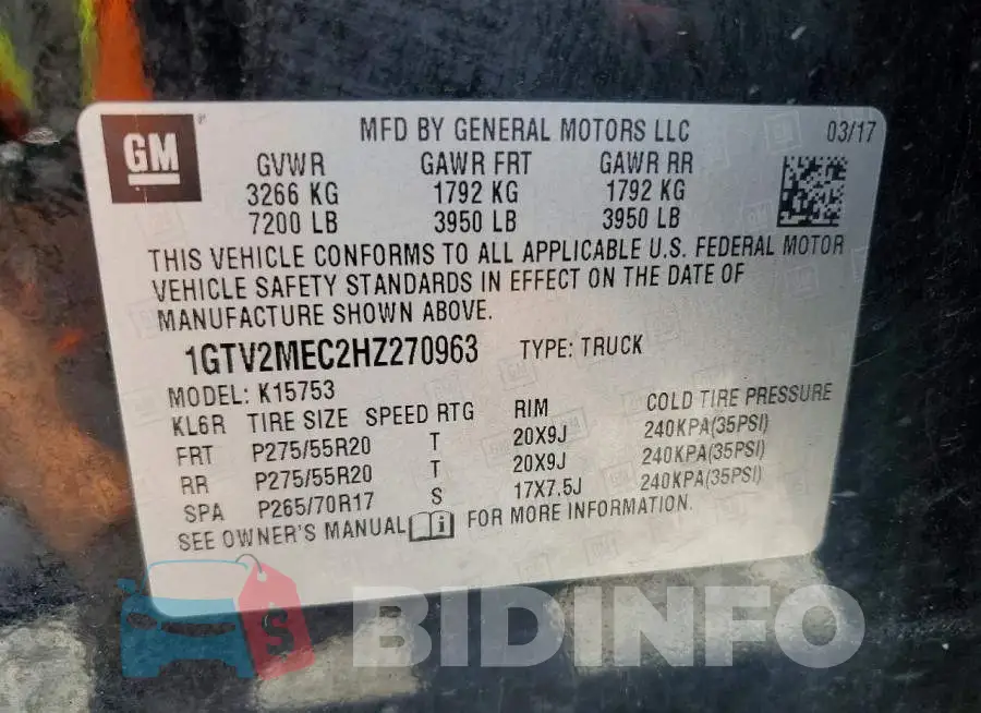 1GTV2MEC2HZ270963 Photo# 12