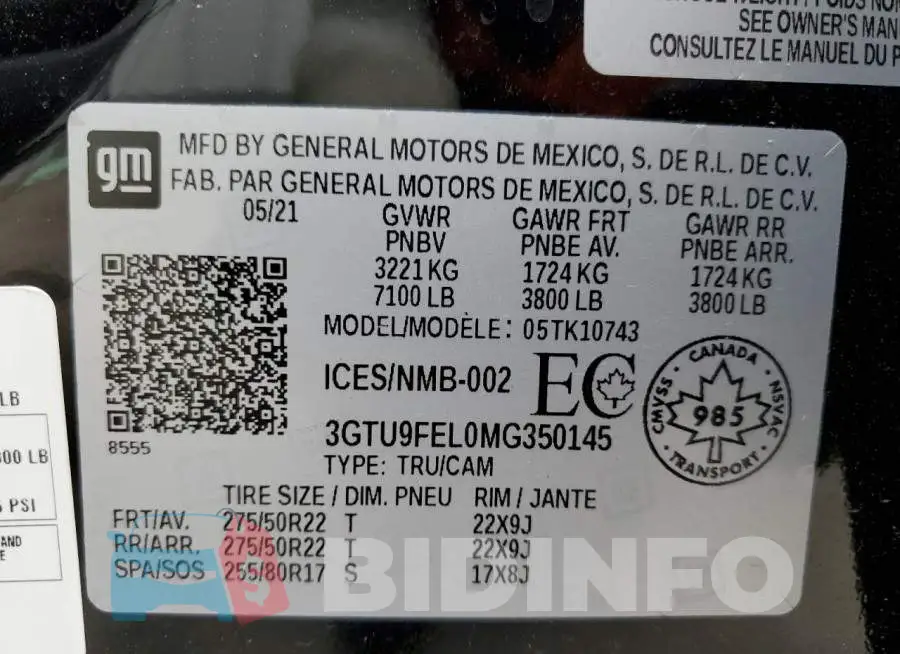 3GTU9FEL0MG350145 Photo# 12