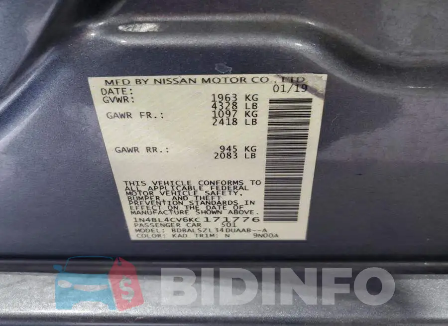1N4BL4CV6KC171776 Photo# 12