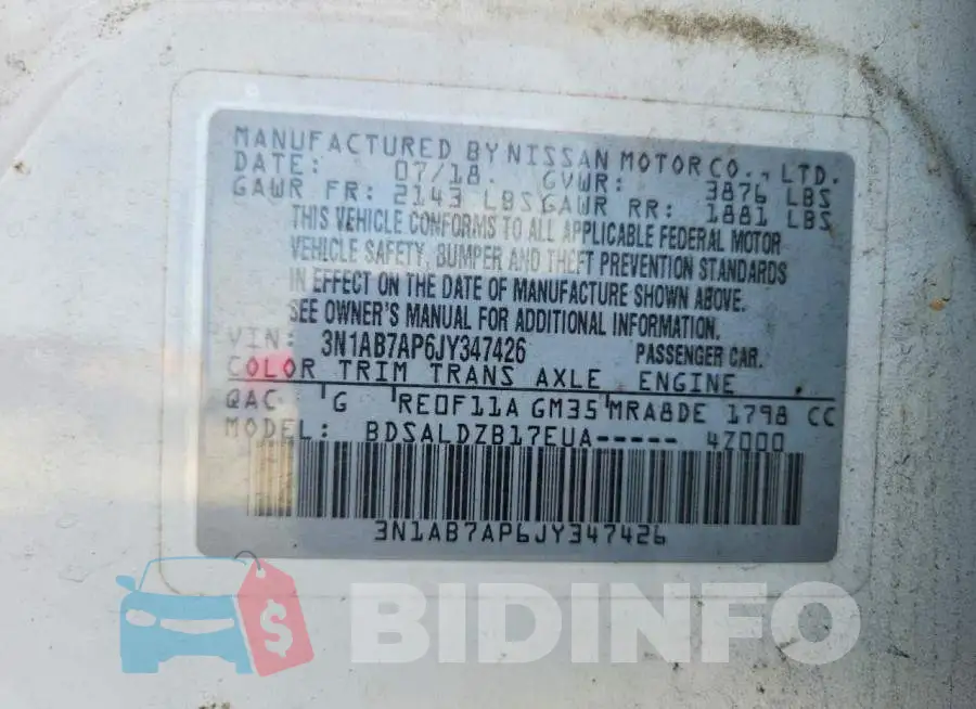 3N1AB7AP6JY347426 Photo# 13