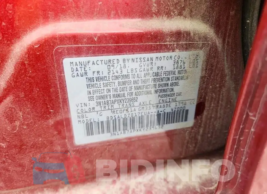3N1AB7APXKY239652 Photo# 12
