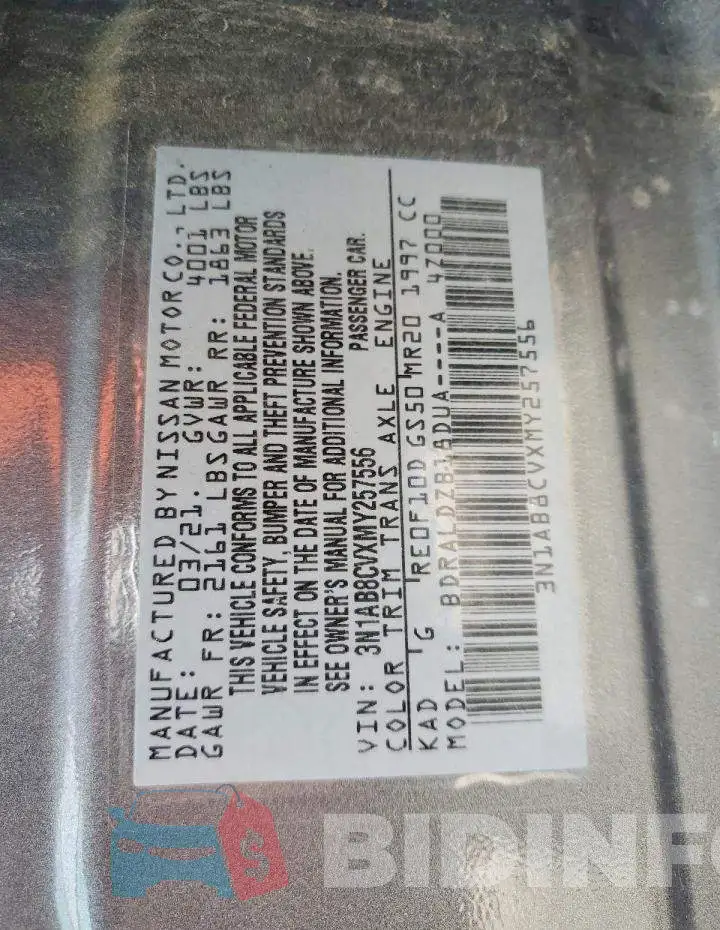 3N1AB8CVXMY257556 Photo# 13