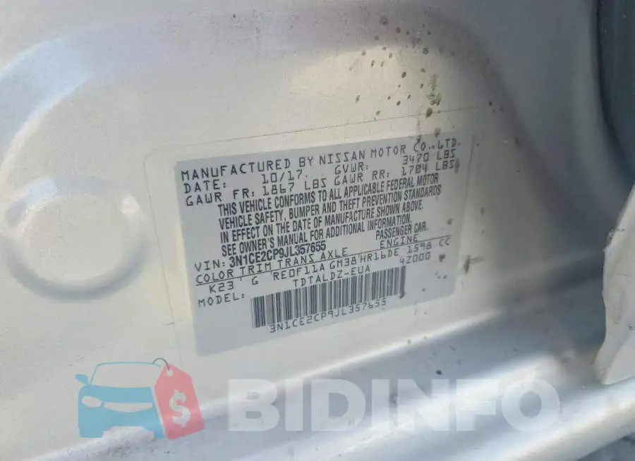 3N1CE2CP9JL357655 Photo# 12