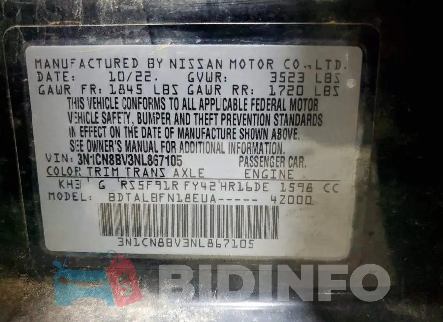 3N1CN8BV3NL867105 Photo# 13