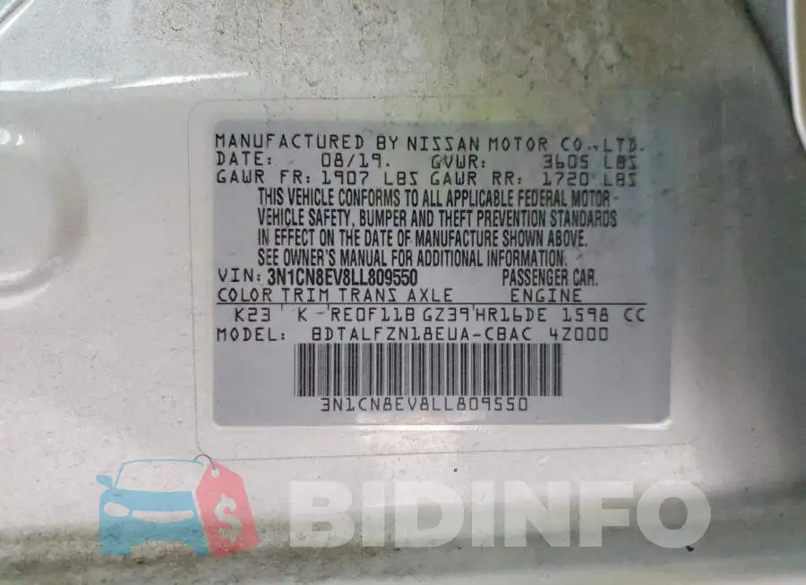 3N1CN8EV8LL809550 Photo# 12