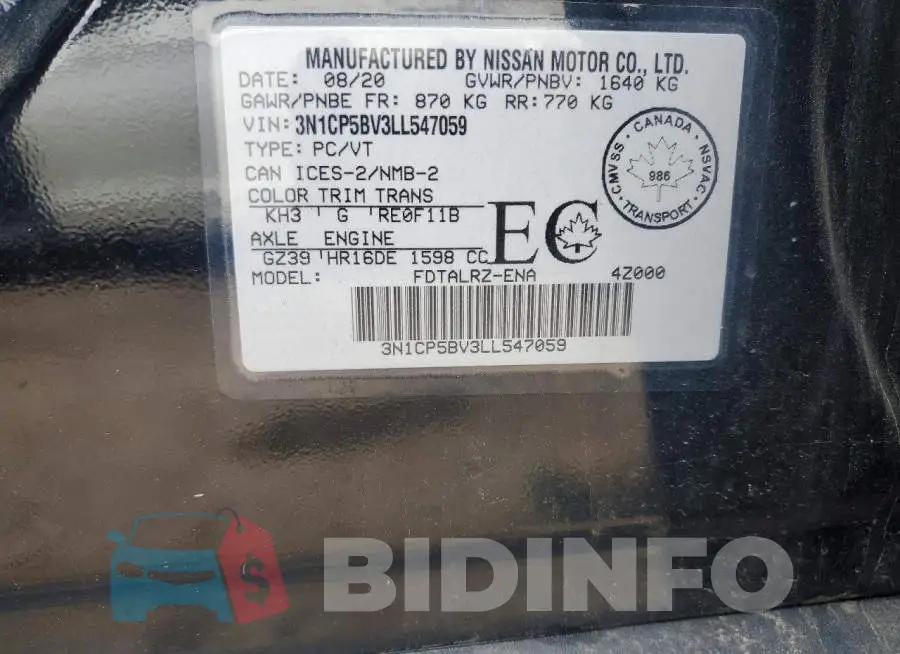 3N1CP5BV3LL547059 Photo# 12
