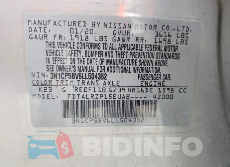 3N1CP5BV6LL504352 Photo# 13