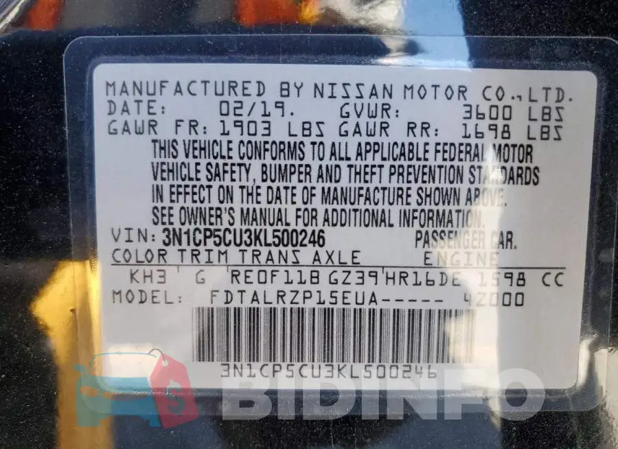 3N1CP5CU3KL500246 Photo# 12