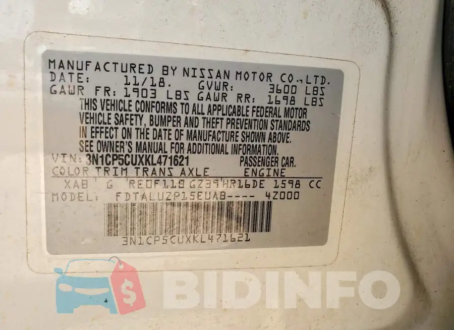 3N1CP5CUXKL471621 Photo# 12