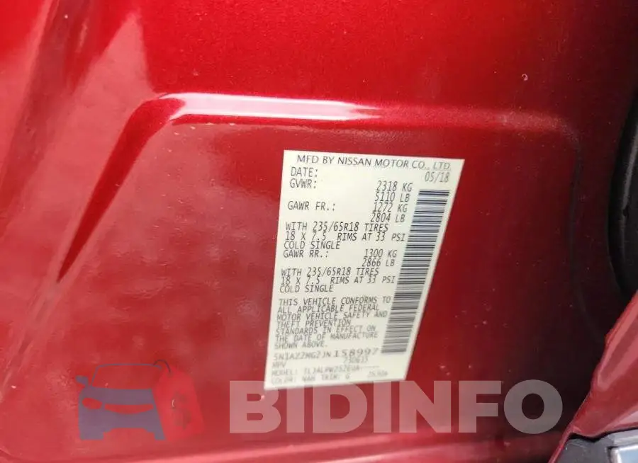5N1AZ2MG2JN158997 Photo# 13