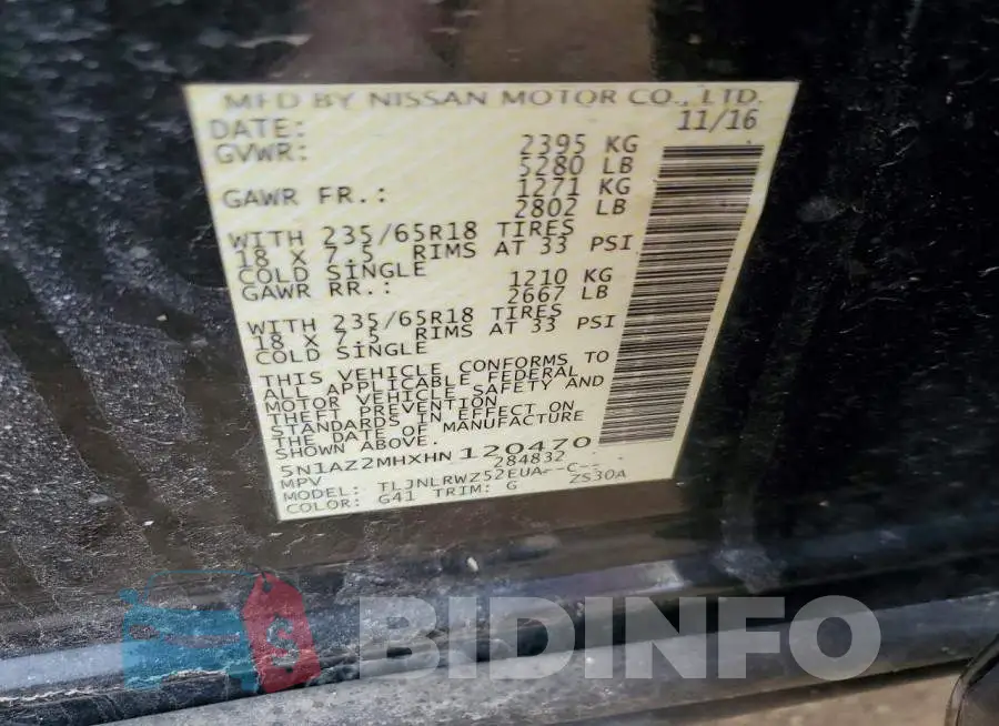 5N1AZ2MHXHN120470 Photo# 13