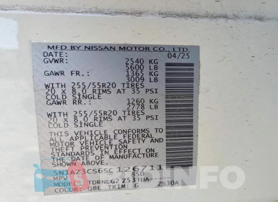 5N1AZ3CS6SC126711 Photo# 12