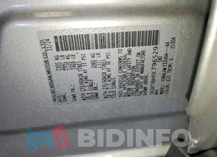 5N1BT3BA4SC796529 Photo# 13