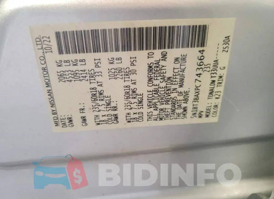 5N1BT3BAXPC743664 Photo# 13