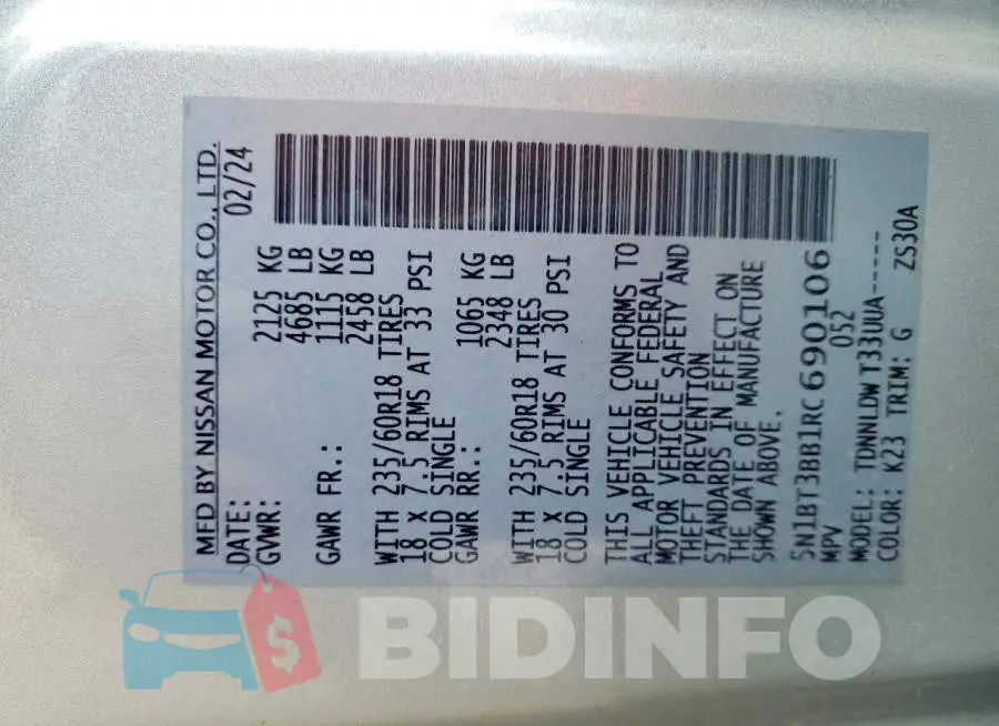 5N1BT3BB1RC690106 Photo# 14