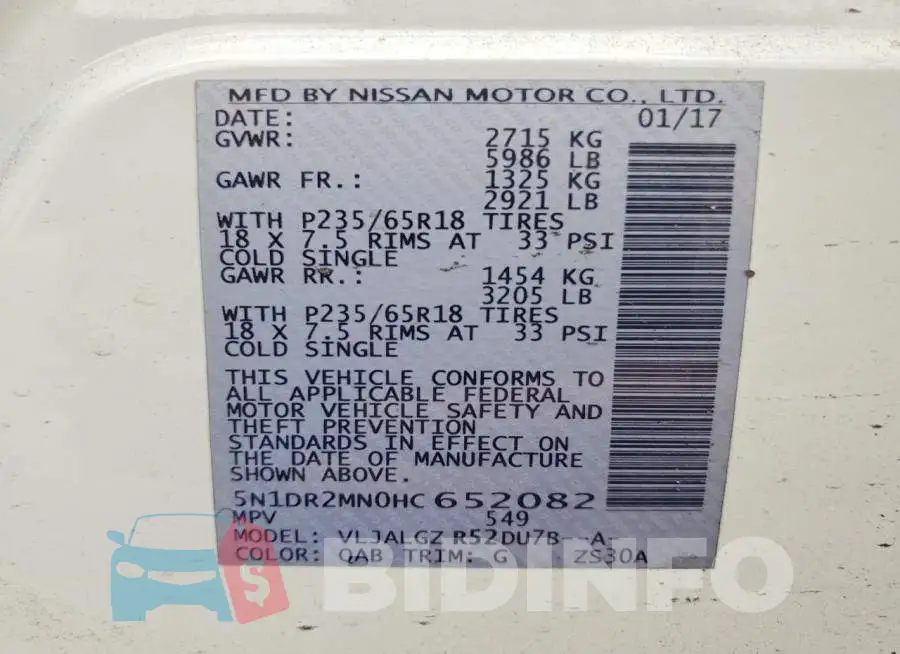 5N1DR2MN0HC652082 Photo# 13