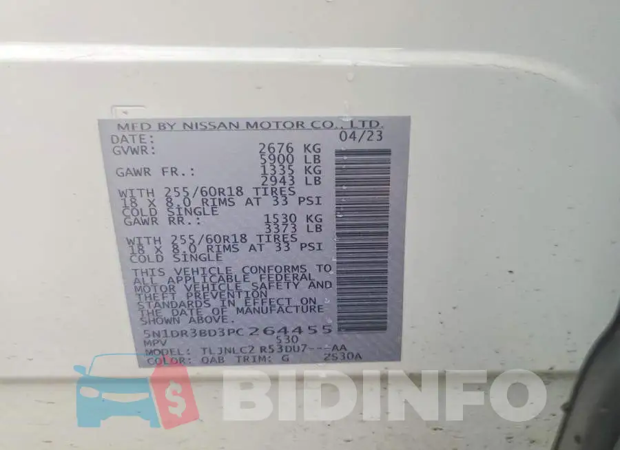 5N1DR3BD3PC264455 Photo# 13