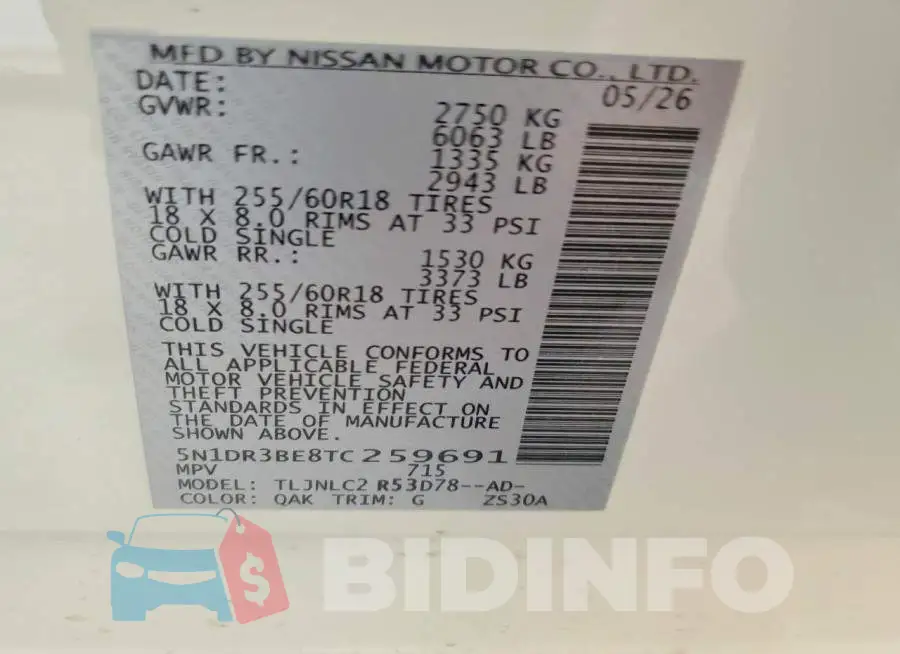 5N1DR3BE8TC259691 Photo# 14