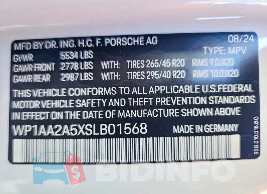 WP1AA2A5XSLB01568 Photo# 14