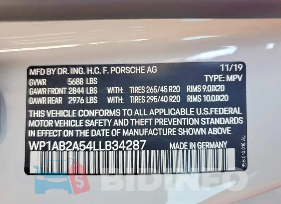 WP1AB2A54LLB34287 Photo# 14