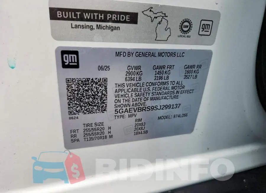 5GAEVBRS9SJ299137 Photo# 13