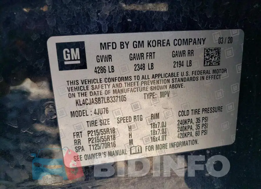 KL4CJASB7LB337105 Photo# 12