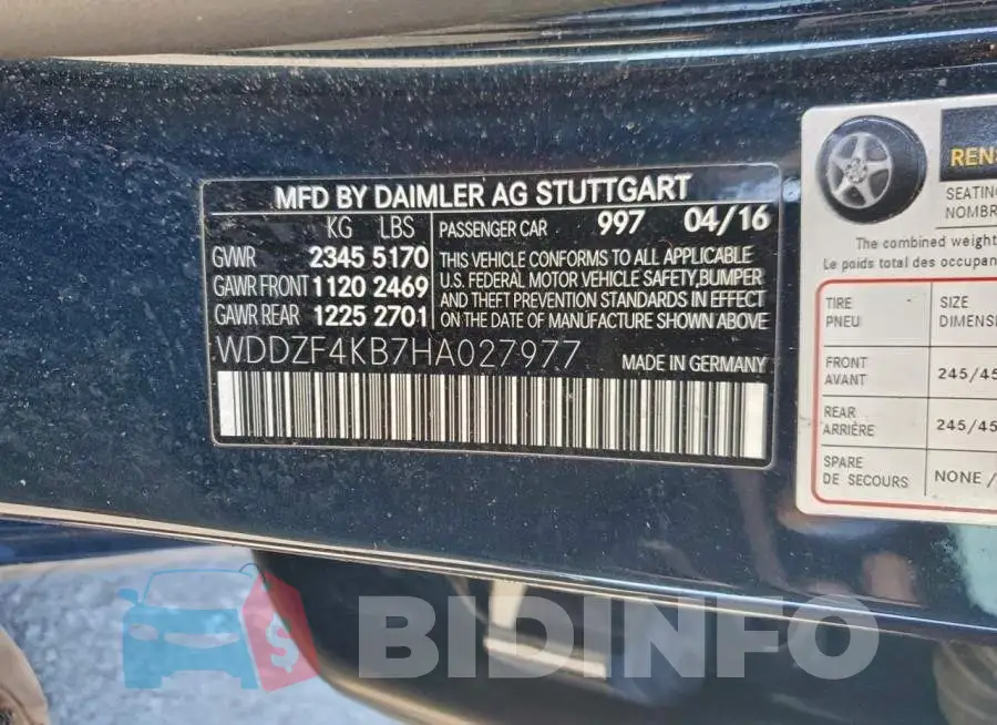 WDDZF4KB7HA027977 Photo# 12