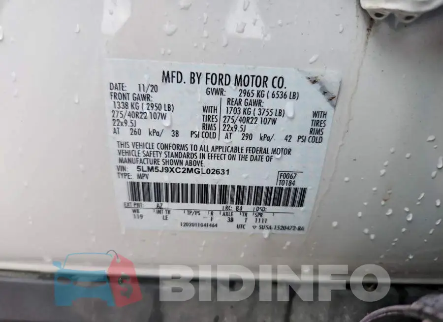 5LM5J9XC2MGL02631 Photo# 13