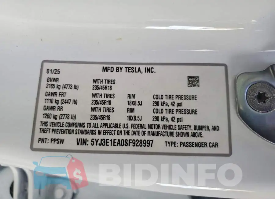 5YJ3E1EA0SF928997 Photo# 12