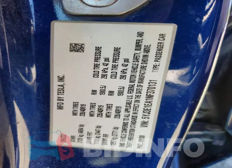 5YJ3E1EA1NF370131 Photo# 12