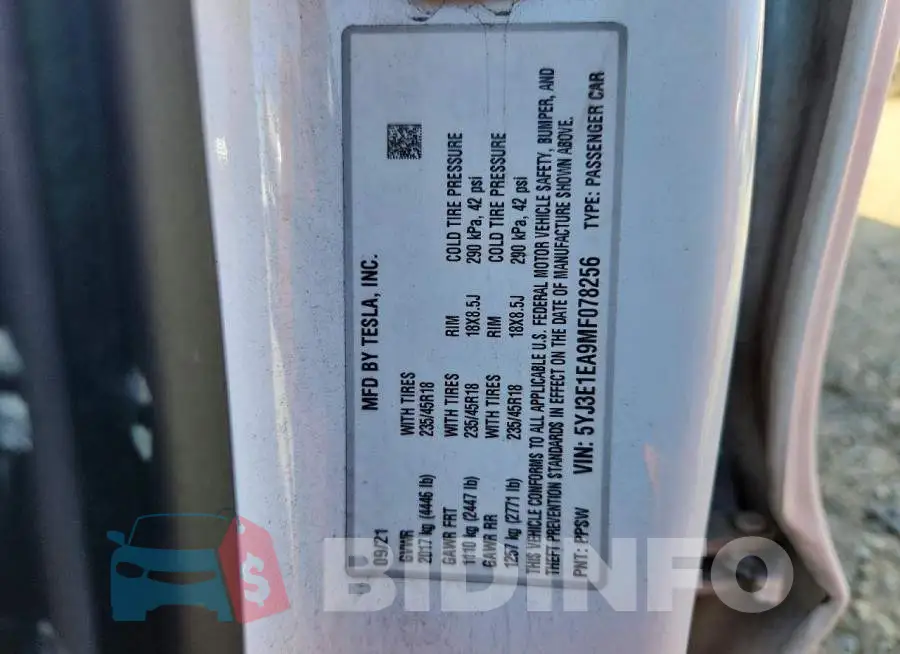 5YJ3E1EA9MF078256 Photo# 12