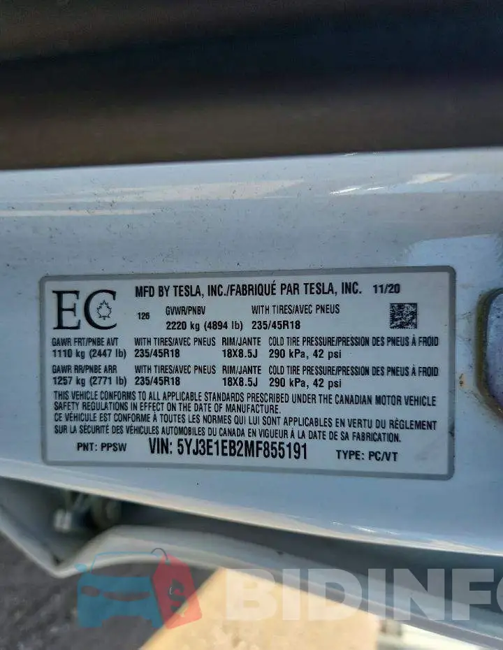 5YJ3E1EB2MF855191 Photo# 12
