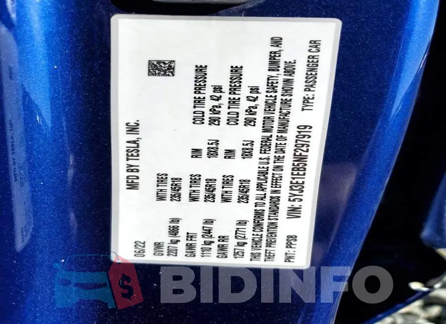 5YJ3E1EB5NF297919 Photo# 12