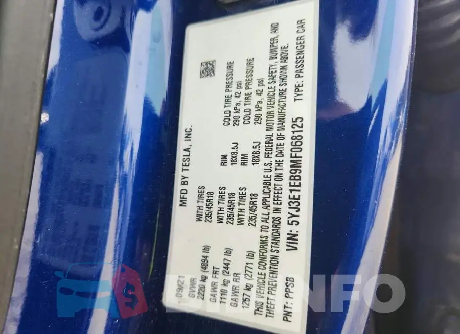 5YJ3E1EB9MF068125 Photo# 12