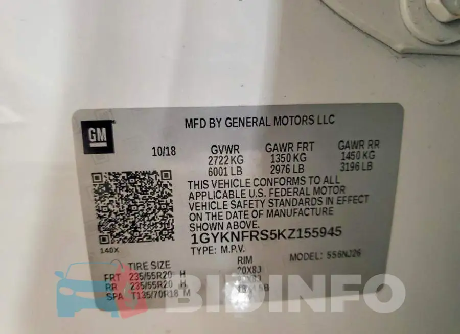 1GYKNFRS5KZ155945 Photo# 13