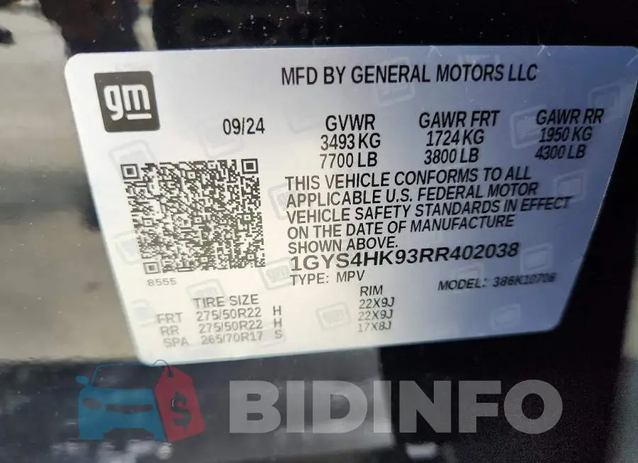 1GYS4HK93RR402038 Photo# 13