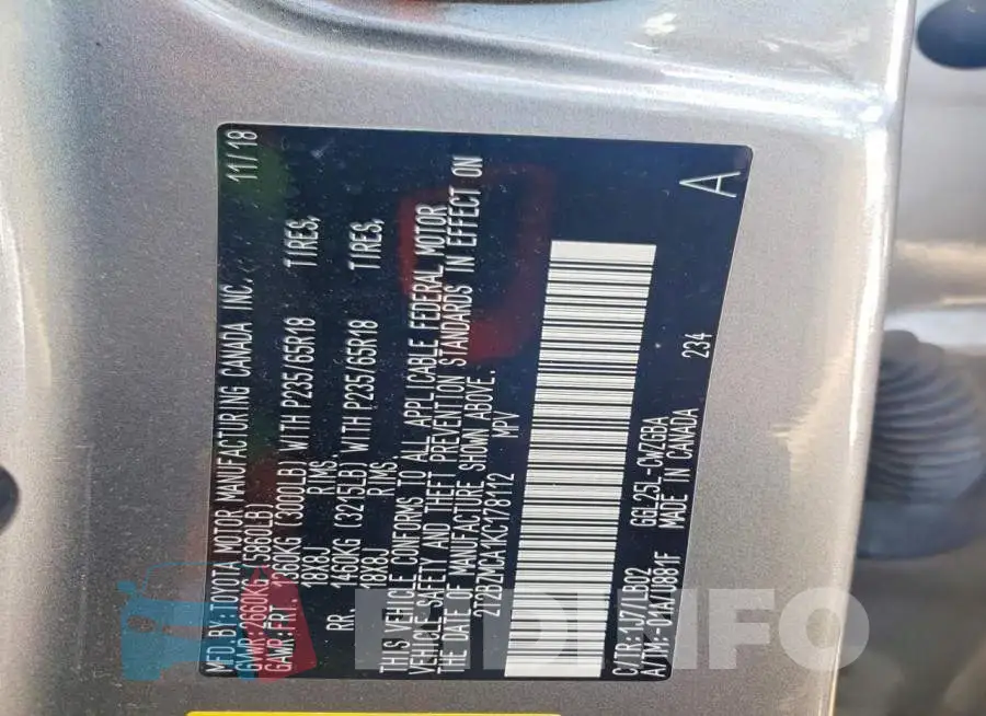 2T2BZMCA1KC178112 Photo# 13