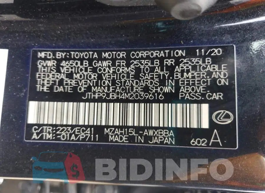 JTHP9JBH4M2039616 Photo# 12