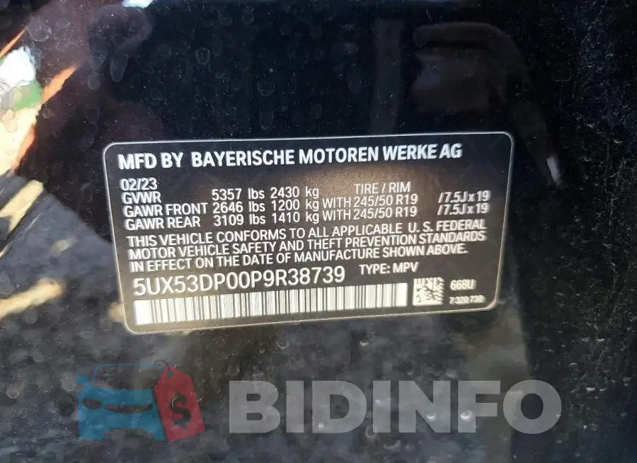 5UX53DP00P9R38739 Photo# 13