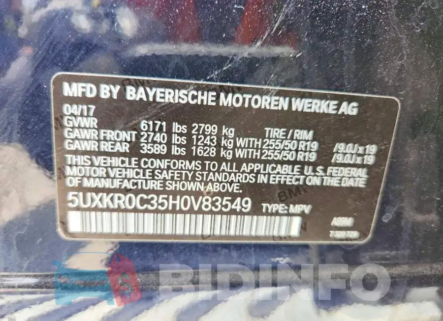 5UXKR0C35H0V83549 Photo# 13