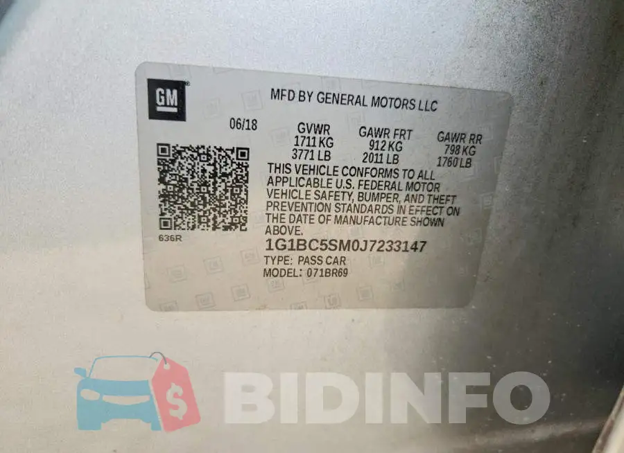 1G1BC5SM0J7233147 Photo# 12