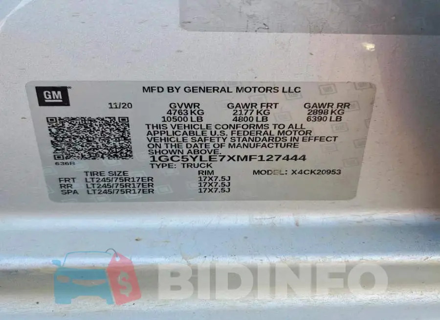 1GC5YLE7XMF127444 Photo# 12