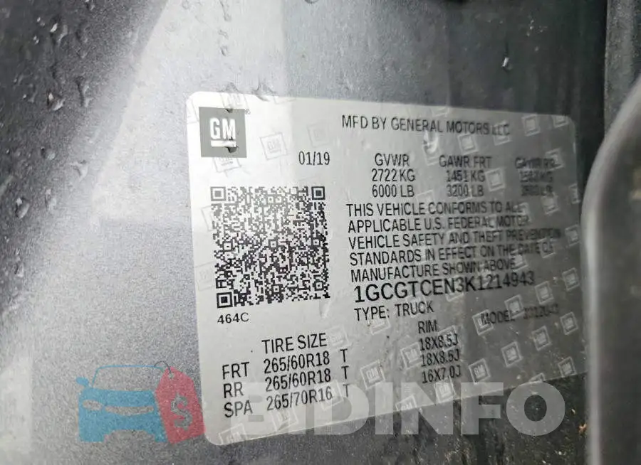 1GCGTCEN3K1214943 Photo# 12