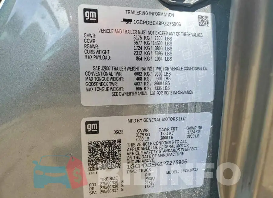 1GCPDBEK8PZ275906 Photo# 12
