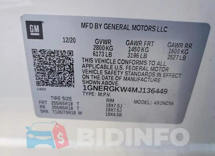 1GNERGKW4MJ136449 Photo# 13