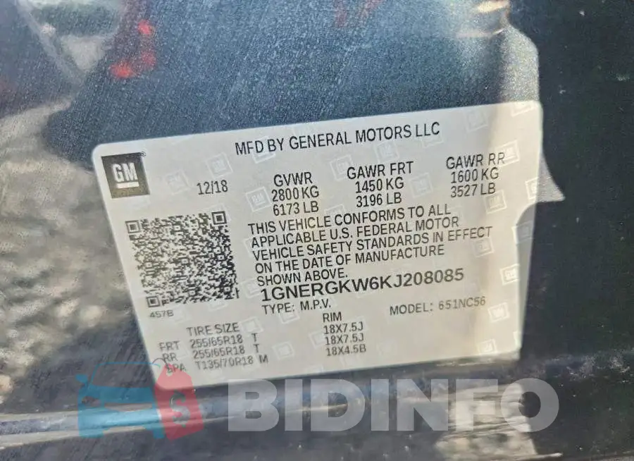 1GNERGKW6KJ208085 Photo# 14